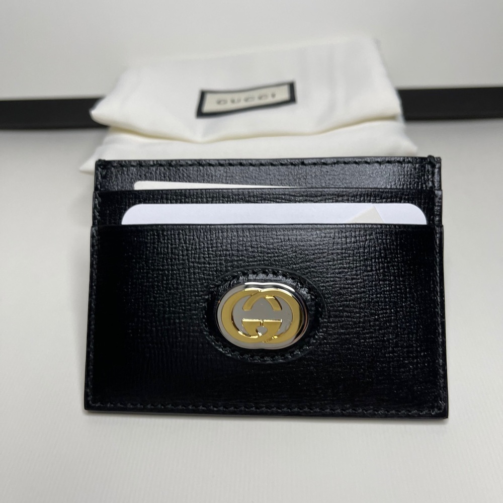 Logo-plaque Grained-leather Cardholder In Black